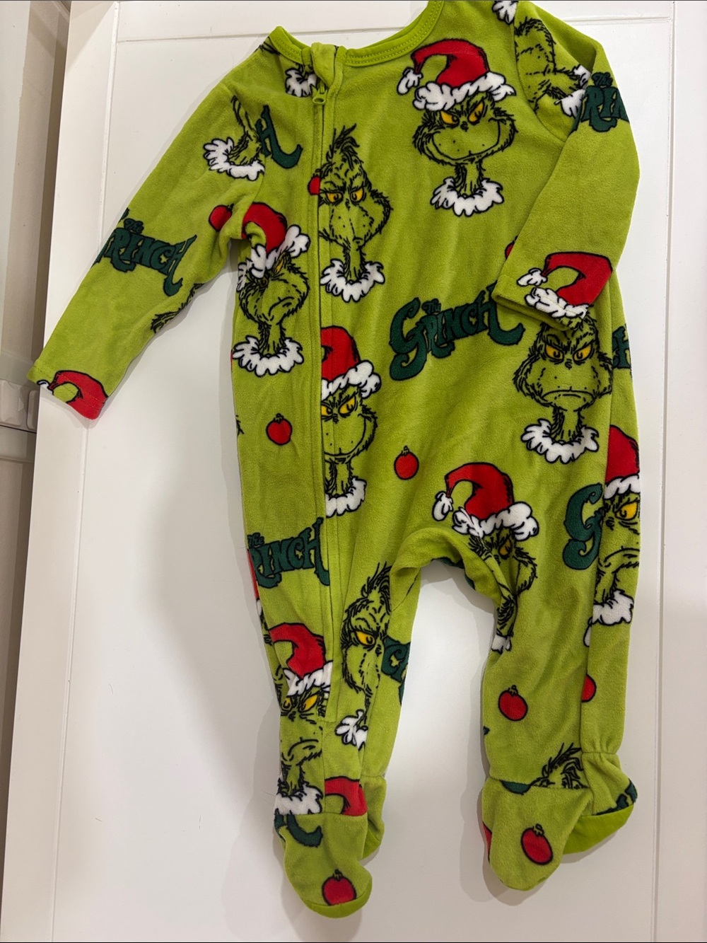 Primark Green Grinch Fleece Footed One-Piece